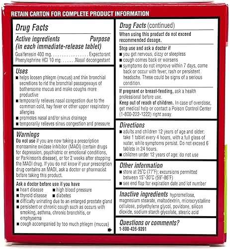 Leader Mucus Relief Pe Sinus Congestion, Expectorant; Nasal Decongestant, Thins and Loosens Mucus, Immediate-Release, Alleviates Chest Congestion, 50 Tablets (Pack of 5) - Image 4