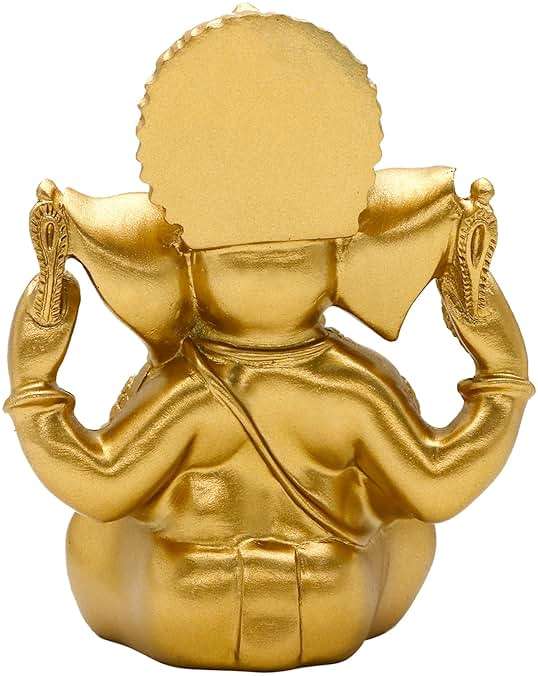 alikiki Indian Ganesh Statue Diwali Decor - Hindu God Diwali Gifts Small Golden Color Lord Ganesha Idol Home Mandir Pooja Murti Item Meditation Yoga Room Altar Decor Diwali Puja Gifts for Indian - Image 9