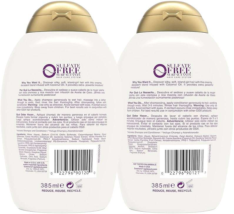 OGX Extra Strength Damage Remedy + Coconut Miracle Oil Shampoo & Conditioner for Dry, Frizzy or Coarse Hair, Hydrating & Flyaway Taming Conditioner, Paraben-Free, Sulfate-Free, 13 Fl Oz, 2 Pack - Image 2