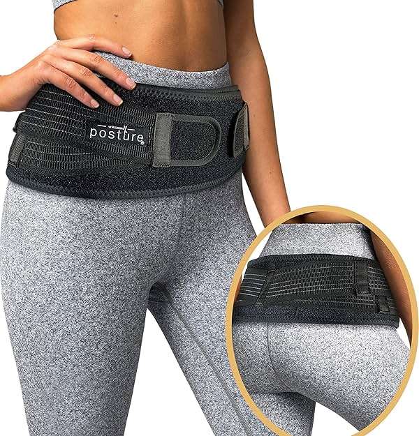 Vriksasana Posture Sacroiliac Hip Belt for Women and Men That Alleviates Sciatic, Pelvic, Lower Back, Leg and Sacral Nerve Pain Caused by Si Joint Dysfunction| Trochanter Brace (Regular, Black) - Image 1