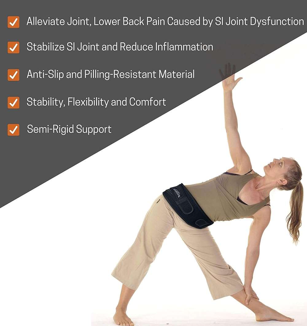 Vriksasana Posture Sacroiliac Hip Belt for Women and Men That Alleviates Sciatic, Pelvic, Lower Back, Leg and Sacral Nerve Pain Caused by Si Joint Dysfunction| Trochanter Brace (Regular, Black) - Image 2