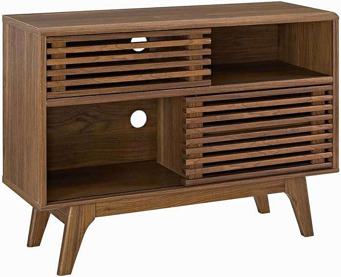 Modway Render Mid-Century Modern Two-Tier Display Stand in Walnut - Image 1