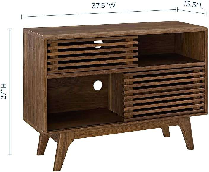 Modway Render Mid-Century Modern Two-Tier Display Stand in Walnut - Image 3