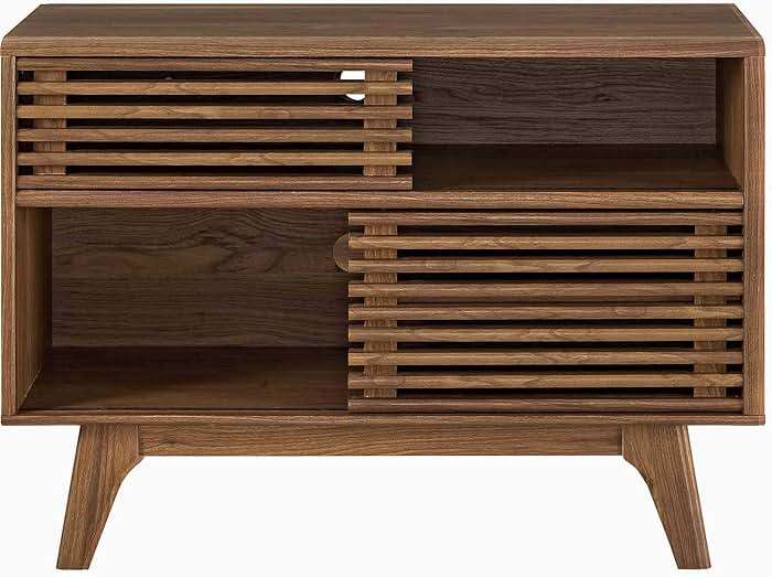Modway Render Mid-Century Modern Two-Tier Display Stand in Walnut - Image 6
