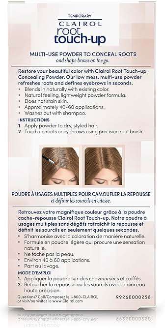 Clairol Root Touch-Up Temporary Concealing Powder, Light Brown Hair Color | Ammonia Free | Instantly Cover Roots + Define Eyebrows | On-the-Go Compact with Mirror and Application Brush | Pack of 1 - Image 2