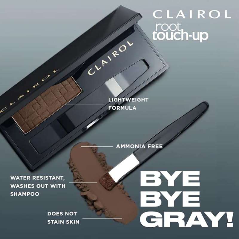 Clairol Root Touch-Up Temporary Concealing Powder, Medium Brown Hair Color | Ammonia Free | Instantly Cover Roots + Define Eyebrows | On-the-Go Compact with Mirror and Application Brush | Pack of 1 - Image 6