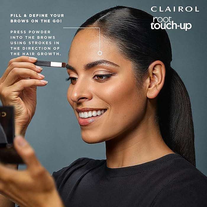 Clairol Root Touch-Up Temporary Concealing Powder, Medium Brown Hair Color | Ammonia Free | Instantly Cover Roots + Define Eyebrows | On-the-Go Compact with Mirror and Application Brush | Pack of 1 - Image 8