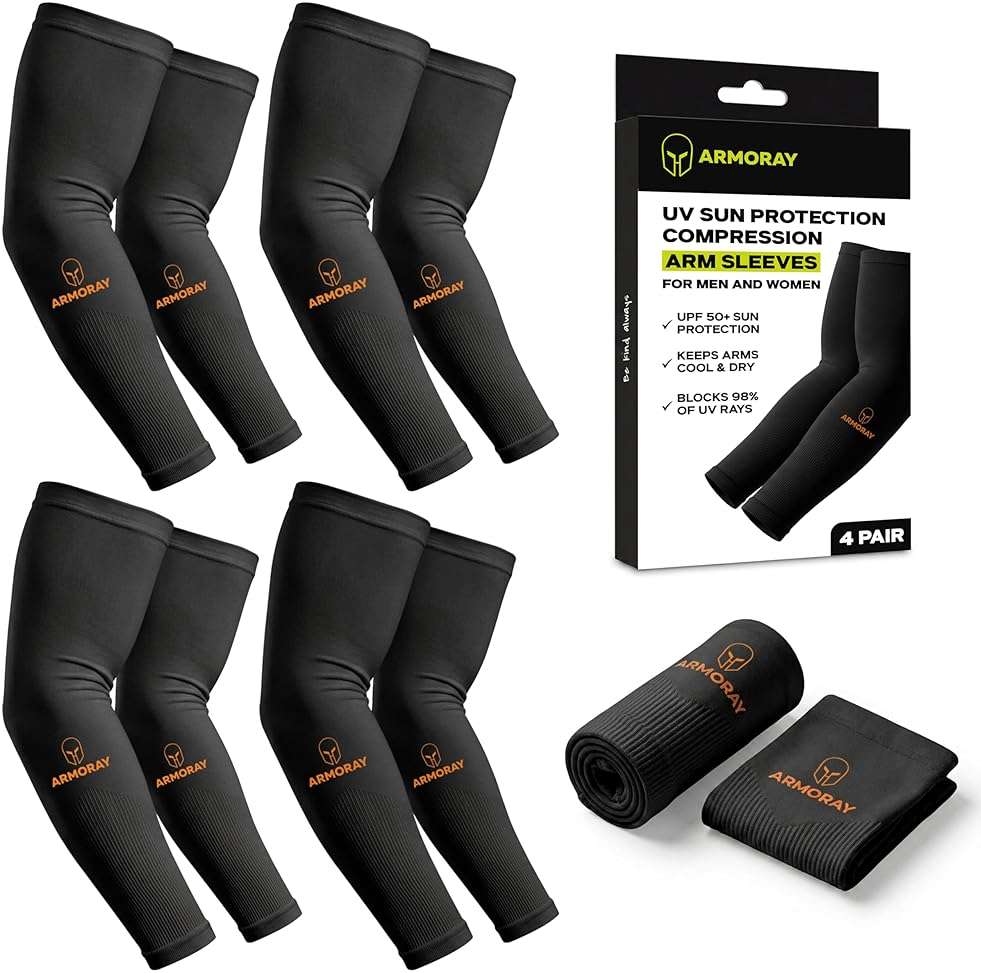 ARMORAY Arm Sleeves for Men and Women - UV Sun Protection Cooling Compression - Tattoo Cover Up Sleeve for Daily Wear & Work - Image 1