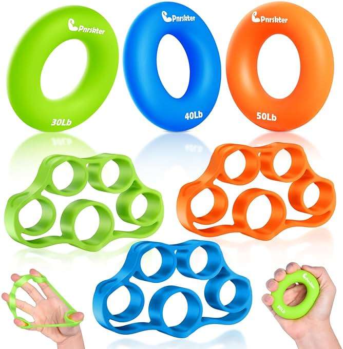 Hand Grip Strengthener, Finger Exerciser, Grip Strength Trainer (6 PCS),New Material,Forearm Grip Workout, Finger Stretcher, Relieve Wrist Pain, Carpal Tunnel - Image 1