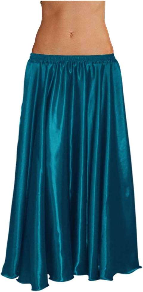 Indian Trendy 36" Long Women's Satin 2 Slit Full Skirt Belly Dance Gypsy Tribal 9 Yard Panel Jupe Flamenco Rock - Image 3