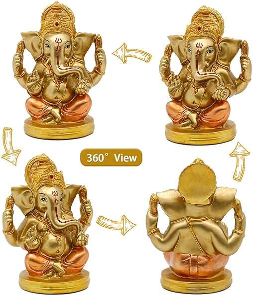 alikiki Indian God Lord Ganesha Statue - 5" H Hindu God Ganesh Idol for Diwali Gifts Meditation Yoga Room Altar Decoration Home Temple Mandir Pooja Item - Image 5