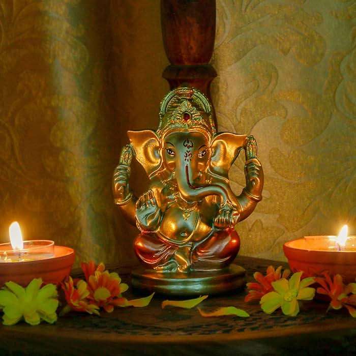 alikiki Indian God Lord Ganesha Statue - 5" H Hindu God Ganesh Idol for Diwali Gifts Meditation Yoga Room Altar Decoration Home Temple Mandir Pooja Item - Image 7