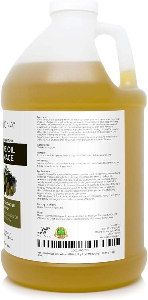 velona Olive Pomace Oil 64 Fl Oz | 100% Pure and Natural Carrier Oil | Refined | Skin, Hair, Body & Face Moisturizing | Use Today - Enjoy Results. - Image 3
