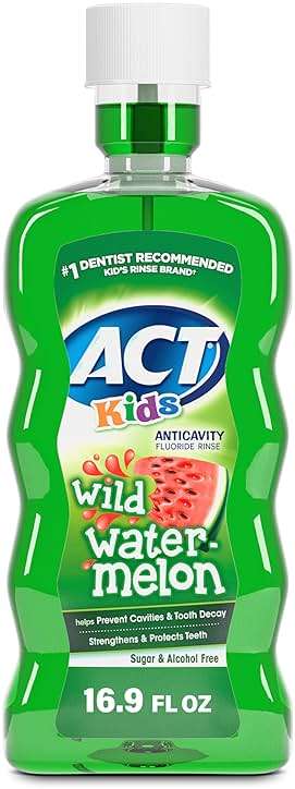 ACT Kids Anticavity Fluoride Rinse Wild Watermelon 16.9 fl. oz. Accurate Dosing Cup, Alcohol Free - Image 1