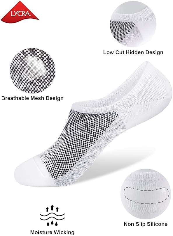 SIXDAYSOX No Show Socks for Men 6/8 pack Cotton Thin Low Cut Non Slip for Loafer Flats Sneakers 5-8/9-11/12-15 - Image 2