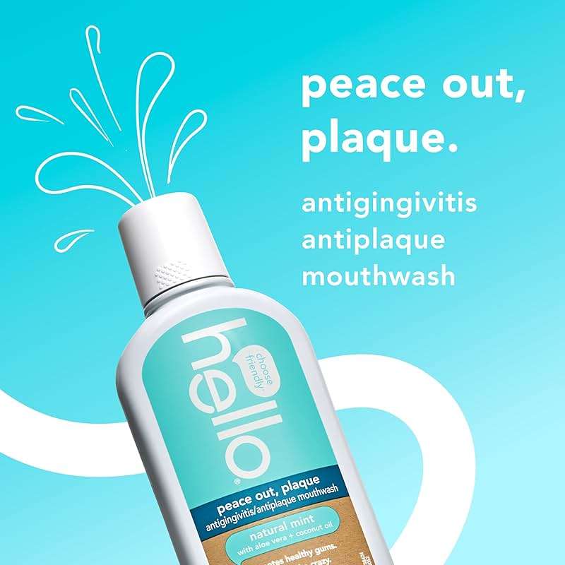 Hello Peace Out Plaque, Antigingivitis Alcohol Free Mouthwash, Natural Mint with Aloe Vera and Coconut Oil, Fluoride Free, Vegan, SLS Free and Gluten Free, 16 Ounce (Pack of 3) - Image 2