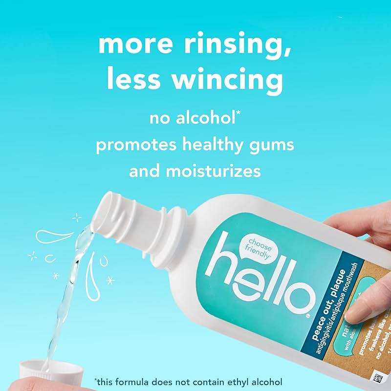Hello Peace Out Plaque, Antigingivitis Alcohol Free Mouthwash, Natural Mint with Aloe Vera and Coconut Oil, Fluoride Free, Vegan, SLS Free and Gluten Free, 16 Ounce (Pack of 3) - Image 6