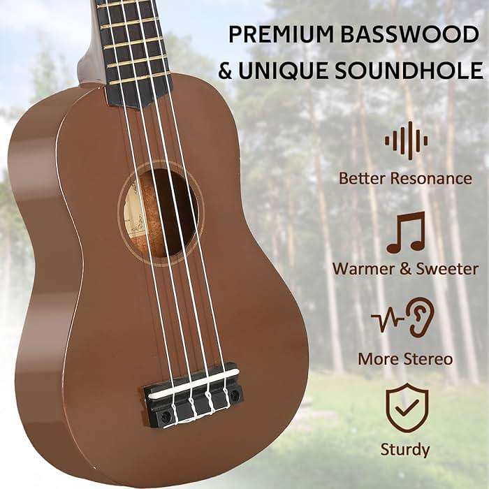POMAIKAI Soprano Wood Ukulele Starter Ukelele Hawaii Guitar 21 Inch for Beginners and Students(Brown) - Image 3