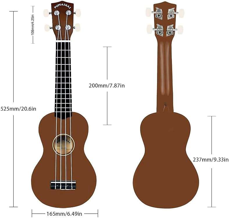 POMAIKAI Soprano Wood Ukulele Starter Ukelele Hawaii Guitar 21 Inch for Beginners and Students(Brown) - Image 5