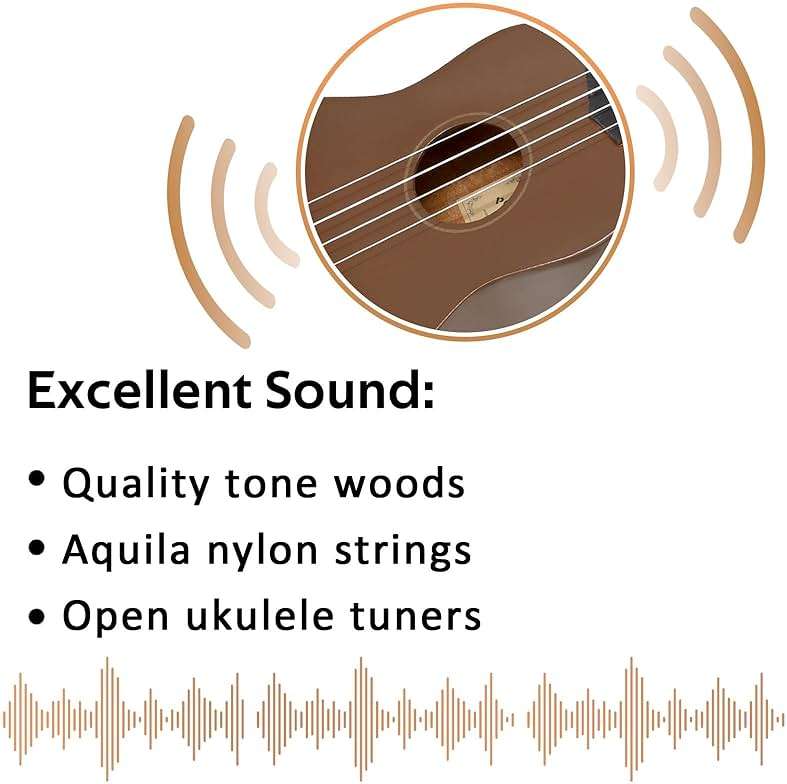 POMAIKAI Soprano Wood Ukulele Starter Ukelele Hawaii Guitar 21 Inch for Beginners and Students(Brown) - Image 6