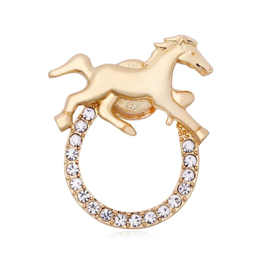 SenFai Horse Lucky Horseshoe Magnetic Brooch Eyeglass Holder 3 Tone - Image 1