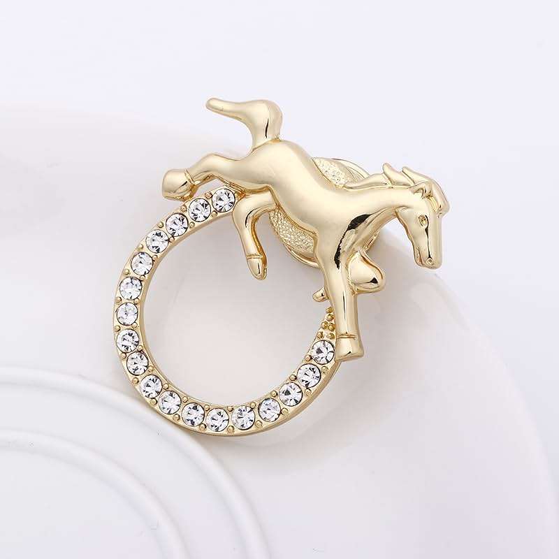 SenFai Horse Lucky Horseshoe Magnetic Brooch Eyeglass Holder 3 Tone - Image 2