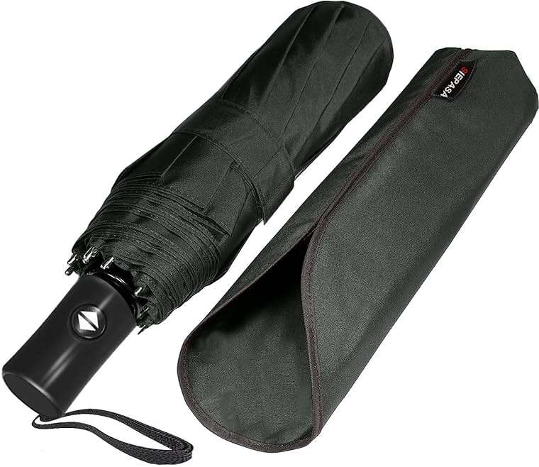 SIEPASA Compact Travel Umbrella - Windproof Auto Open/Close, Small Folding Umbrella for Rain - Lightweight & Durable with Fiberglass Frame, Waterproof Canopy - Fits Backpack, Purse, Suitcase. (Black) - Image 6