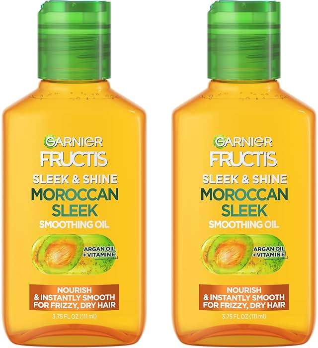Garnier Fructis Sleek & Shine Moroccan Sleek Smoothing Oil for Frizzy, Dry Hair, Argan Oil, 3.75 Fl Oz, 2 Count (Packaging May Vary) - Image 1