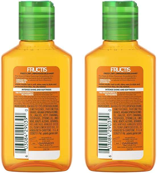 Garnier Fructis Sleek & Shine Moroccan Sleek Smoothing Oil for Frizzy, Dry Hair, Argan Oil, 3.75 Fl Oz, 2 Count (Packaging May Vary) - Image 2