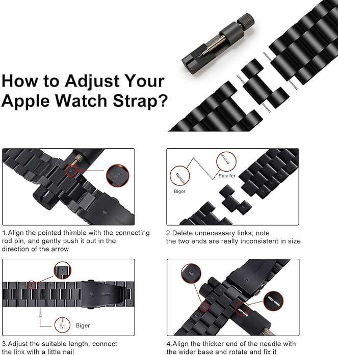 U191U Metal Bands Compatible with Apple Watch Band 41mm 40mm 38mm, Dressy Stainless Steel Chain Strap for Men iWatch Series Ultra/Ultra2/9/8/7/6/5/4/3/2/1 SE, Black - Image 5