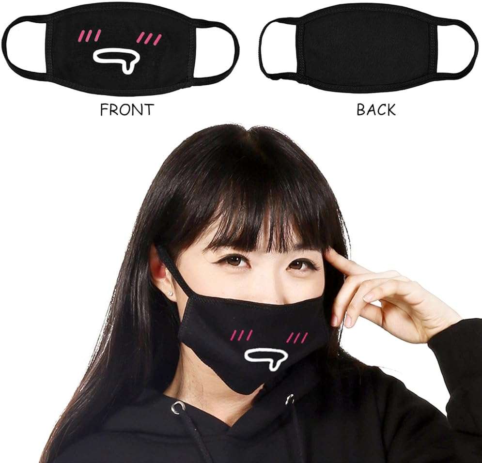 Aniwon Kawaii Muffle Mask, 5 Pack Anti-Dust Anime Cotton Mouth Mask Cute Kaomoji Face Mask - Image 5