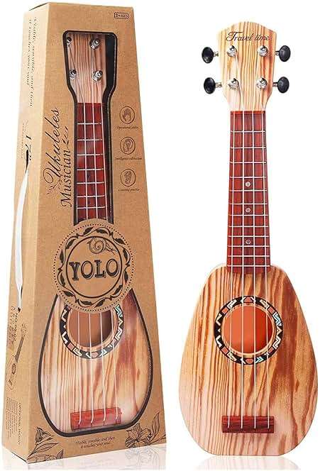 YOLOPLUS+ 17 Inch Kids Ukulele Guitar Toy 4 Strings Mini Children Musical Instruments Educational Learning Toy for Toddler Beginner Keep Tone Anti-Impact Can Play with Picks/Strap/Primary Tutorial - Image 1