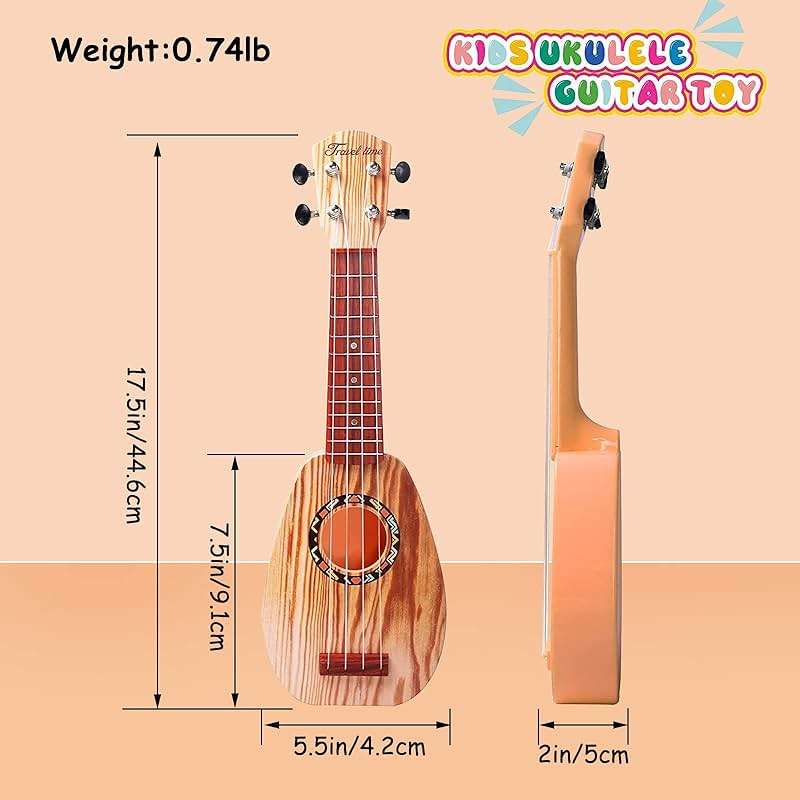 YOLOPLUS+ 17 Inch Kids Ukulele Guitar Toy 4 Strings Mini Children Musical Instruments Educational Learning Toy for Toddler Beginner Keep Tone Anti-Impact Can Play with Picks/Strap/Primary Tutorial - Image 3