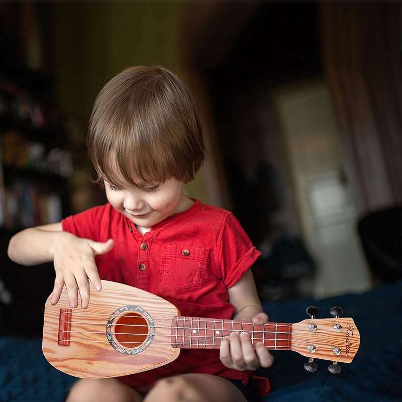 YOLOPLUS+ 17 Inch Kids Ukulele Guitar Toy 4 Strings Mini Children Musical Instruments Educational Learning Toy for Toddler Beginner Keep Tone Anti-Impact Can Play with Picks/Strap/Primary Tutorial - Image 8