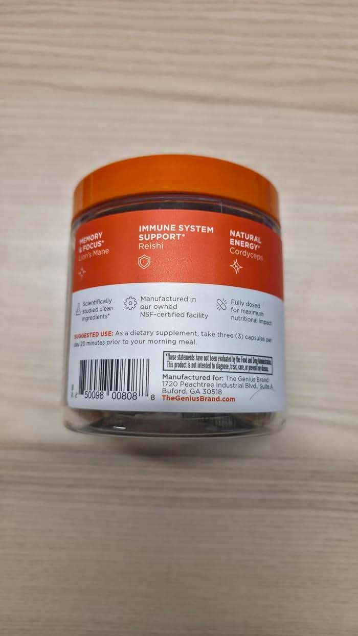 The Genius Brand Genius Mushrooms - Plant-Based Supplement for Immune, Focus & Energy Support - Lion's Mane, Cordyceps & Reishi - Organic & Non-GMO - 90 Veggie Capsules - Image 7