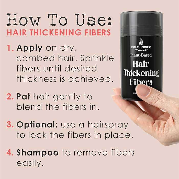 Hair Fibers for Thinning Hair for Women, Men. Plant-Based Formula for Instant Hairline & Bald Spot Coverage. Non-Itchy, Easy to Wash Out (Black) - Image 4