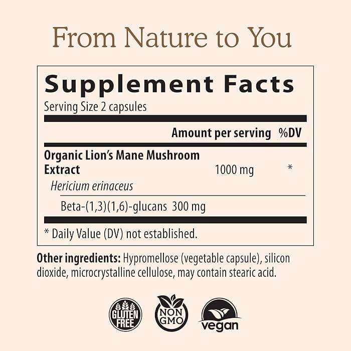Real Mushrooms Lions Mane Mushroom Cognition (120 Capsules) Lions Mane Mushroom Powder Extract Capsules | Brain Supplement, Brain Vitamins, Focus Supplement - Image 2