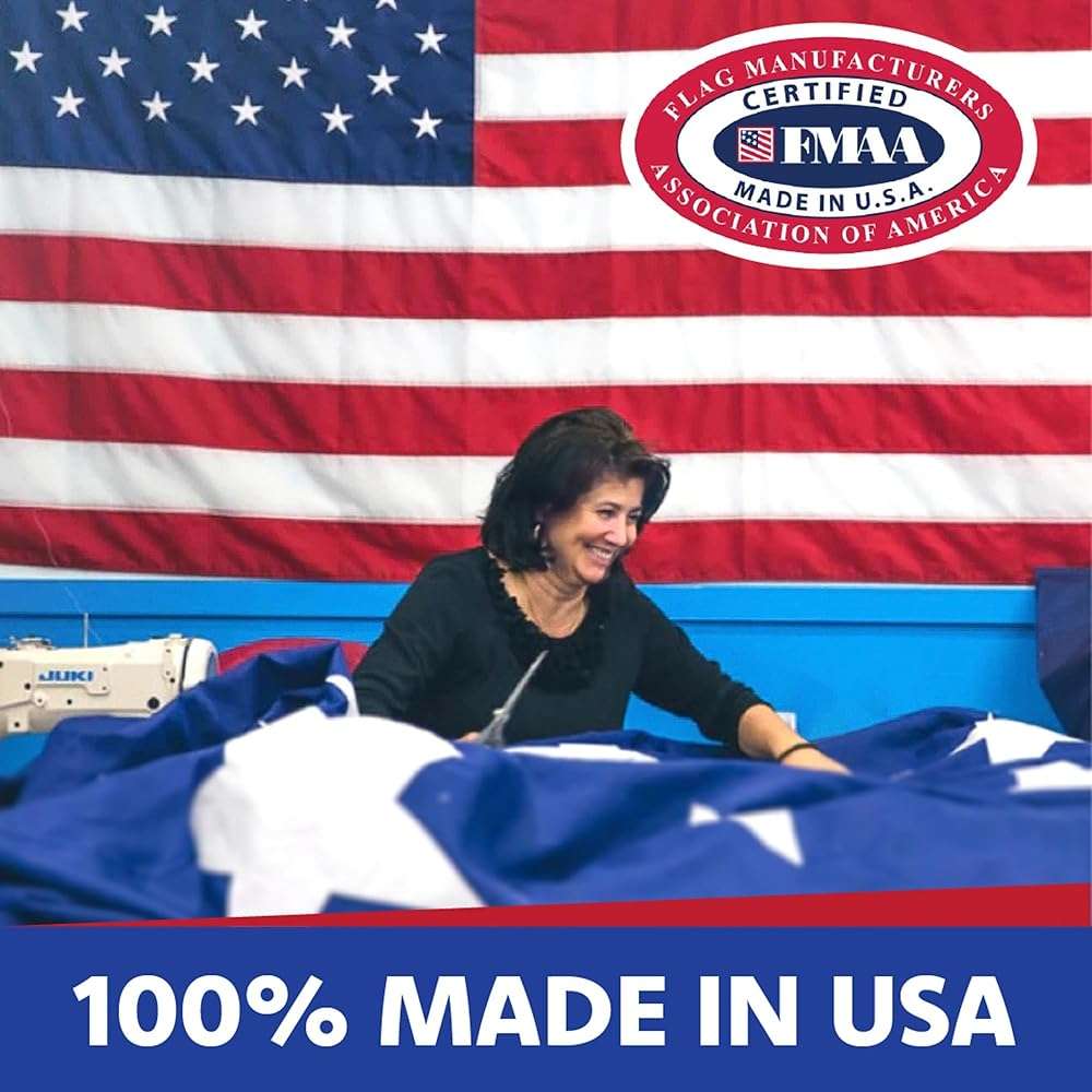 American 5x8 Flag - Heavy Duty USA Flag - Premium PolyMax Polyester, Sewn Stripes, & Embroidered Stars - All Weather American Flags for Outside - FMAA Certified US Made - Image 7
