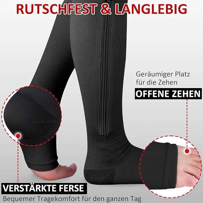 Ailaka Medical Zipper Compression Socks, 15-20 mmHg Knee High Open Toe Compression Socks for Men Women, Support Socks for Varicose Veins, Edema - Image 4