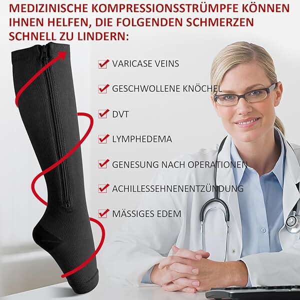 Ailaka Medical Zipper Compression Socks, 15-20 mmHg Knee High Open Toe Compression Socks for Men Women, Support Socks for Varicose Veins, Edema - Image 5