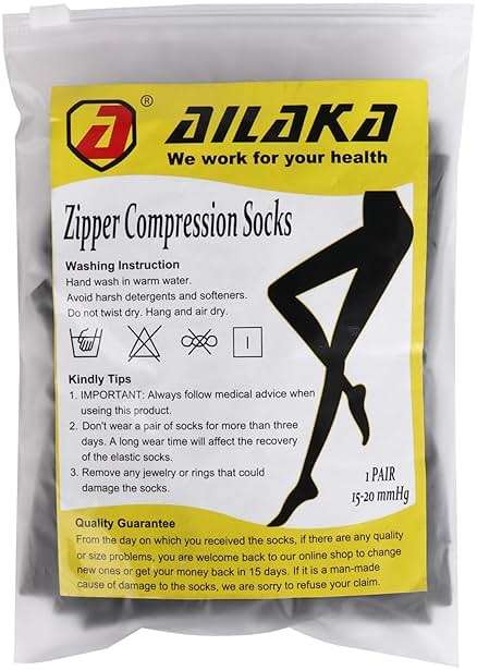 Ailaka Medical Zipper Compression Socks, 15-20 mmHg Knee High Open Toe Compression Socks for Men Women, Support Socks for Varicose Veins, Edema - Image 10