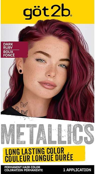 got2b Metallics Permanent Hair Dye, Dark Ruby M68, Hair Color for Women & Men, Formulated with Metallic-Shine Booster for Cool, Shimmering Tones, Lasts Up to 30 Washes, 1 Kit - Image 1