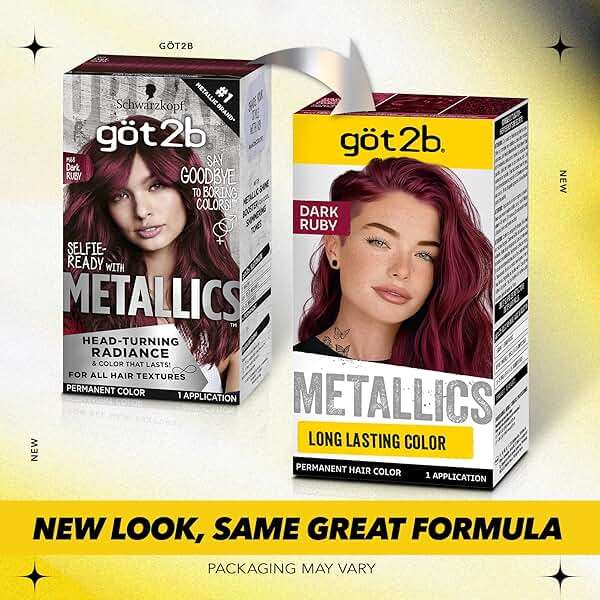 got2b Metallics Permanent Hair Dye, Dark Ruby M68, Hair Color for Women & Men, Formulated with Metallic-Shine Booster for Cool, Shimmering Tones, Lasts Up to 30 Washes, 1 Kit - Image 2