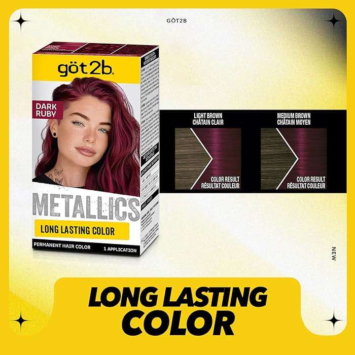 got2b Metallics Permanent Hair Dye, Dark Ruby M68, Hair Color for Women & Men, Formulated with Metallic-Shine Booster for Cool, Shimmering Tones, Lasts Up to 30 Washes, 1 Kit - Image 3