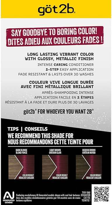 got2b Metallics Permanent Hair Dye, Dark Ruby M68, Hair Color for Women & Men, Formulated with Metallic-Shine Booster for Cool, Shimmering Tones, Lasts Up to 30 Washes, 1 Kit - Image 6