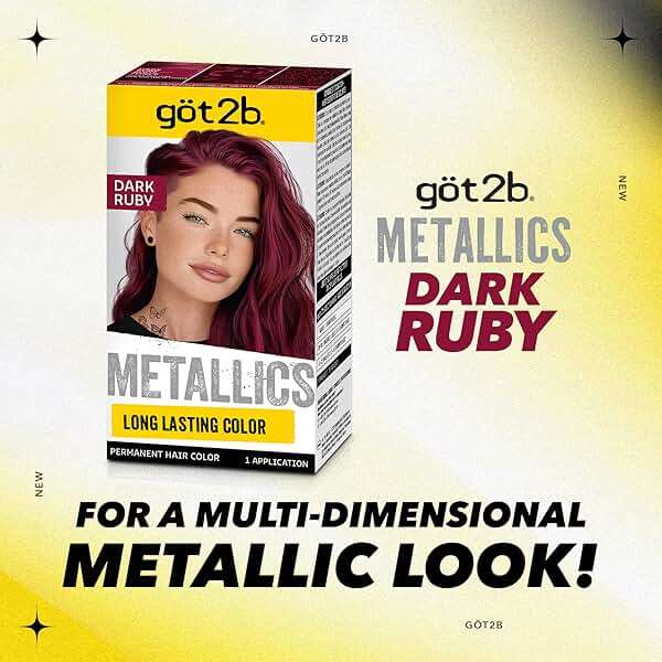 got2b Metallics Permanent Hair Dye, Dark Ruby M68, Hair Color for Women & Men, Formulated with Metallic-Shine Booster for Cool, Shimmering Tones, Lasts Up to 30 Washes, 1 Kit - Image 8