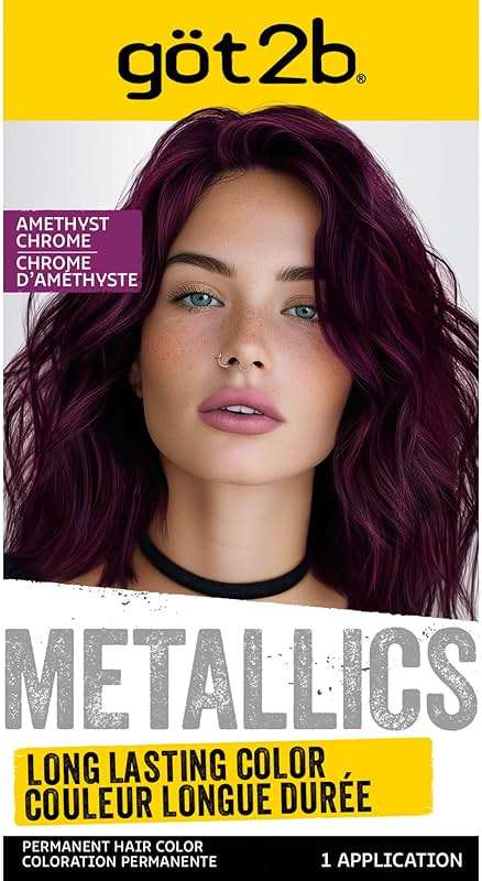 got2b Metallics Permanent Hair Dye, Amethyst Chrome M69, Hair Color for Women & Men, Formulated with Metallic-Shine Booster for Cool, Shimmering Tones, Lasts Up to 30 Washes, 1 Kit - Image 1