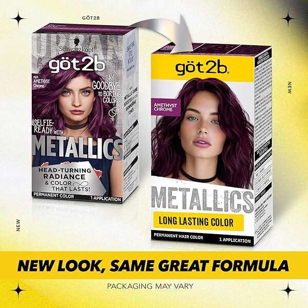 got2b Metallics Permanent Hair Dye, Amethyst Chrome M69, Hair Color for Women & Men, Formulated with Metallic-Shine Booster for Cool, Shimmering Tones, Lasts Up to 30 Washes, 1 Kit - Image 2