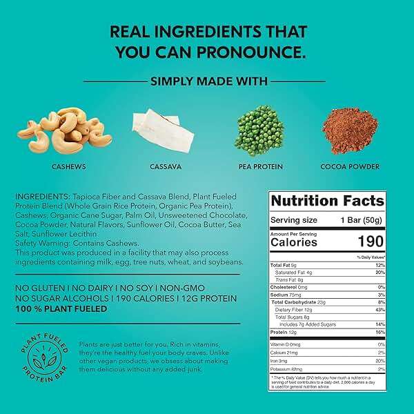TRUBAR Vegan Protein Bar, Oh Oh Cookie Dough, Gluten Free, Plant Based Protein, Dairy Free, Non GMO, Soy Free, No Sugar Alcohols, 12G Protein, 13G Fiber, Healthy on the Go Snack Bars, 12 CT - Image 2