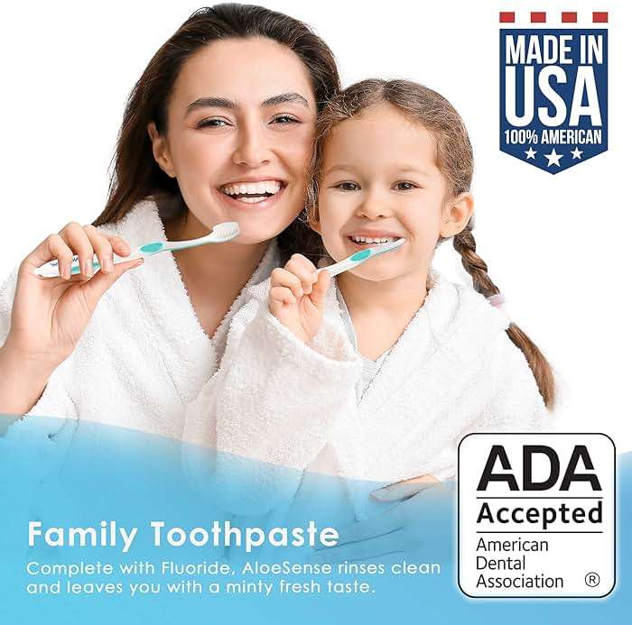 AloeSense Naturally Soothing Toothpaste for Sensitive Teeth and Gum Care with Aloe Vera, Allantoin & Fresh Mint Flavor, Gentle & Natural, ADA Approved (5-oz, 12 Count) - Image 3